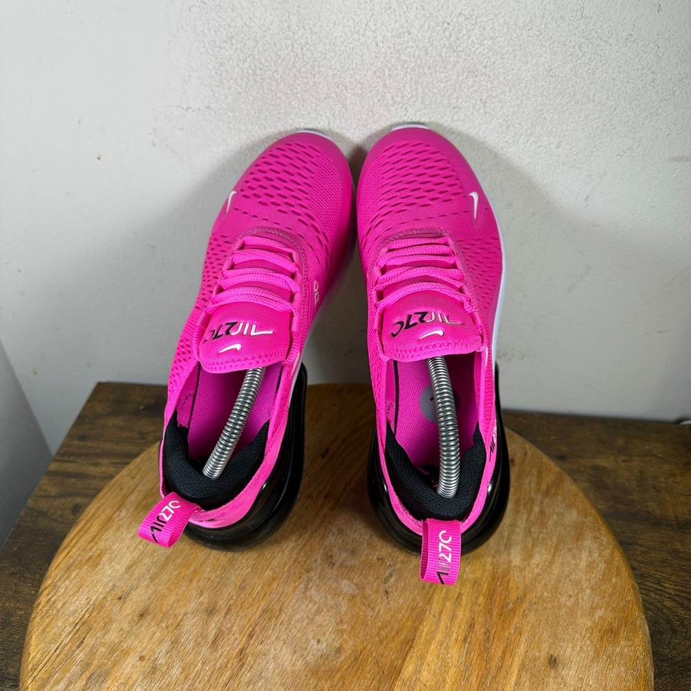 Nike Air Max 270 Hyper Pink Black White Sneakers 943345-602 Womens 8.5 / 7Y - Picture 4 of 8